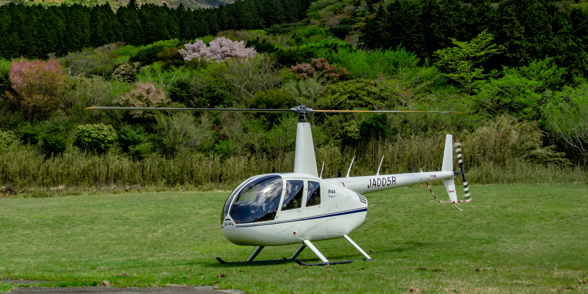 Sightseeing helicopter parked at the heliport