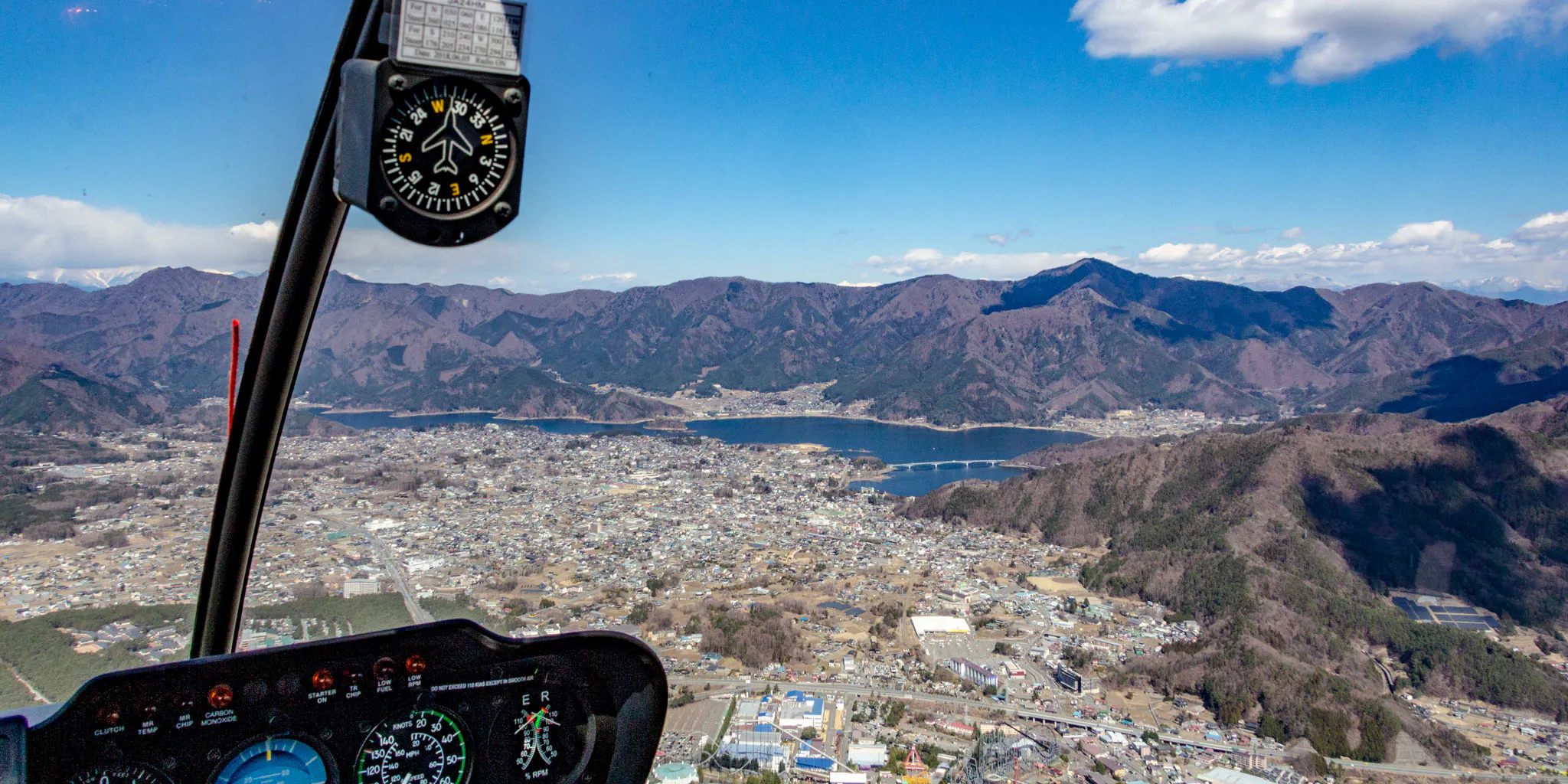 Lake and town seen from the cockpit