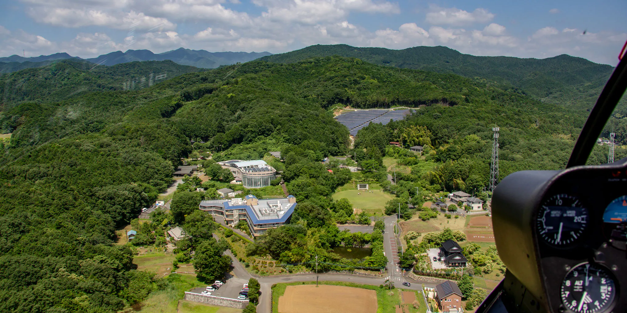 O-Park and hills seen from the cockpit