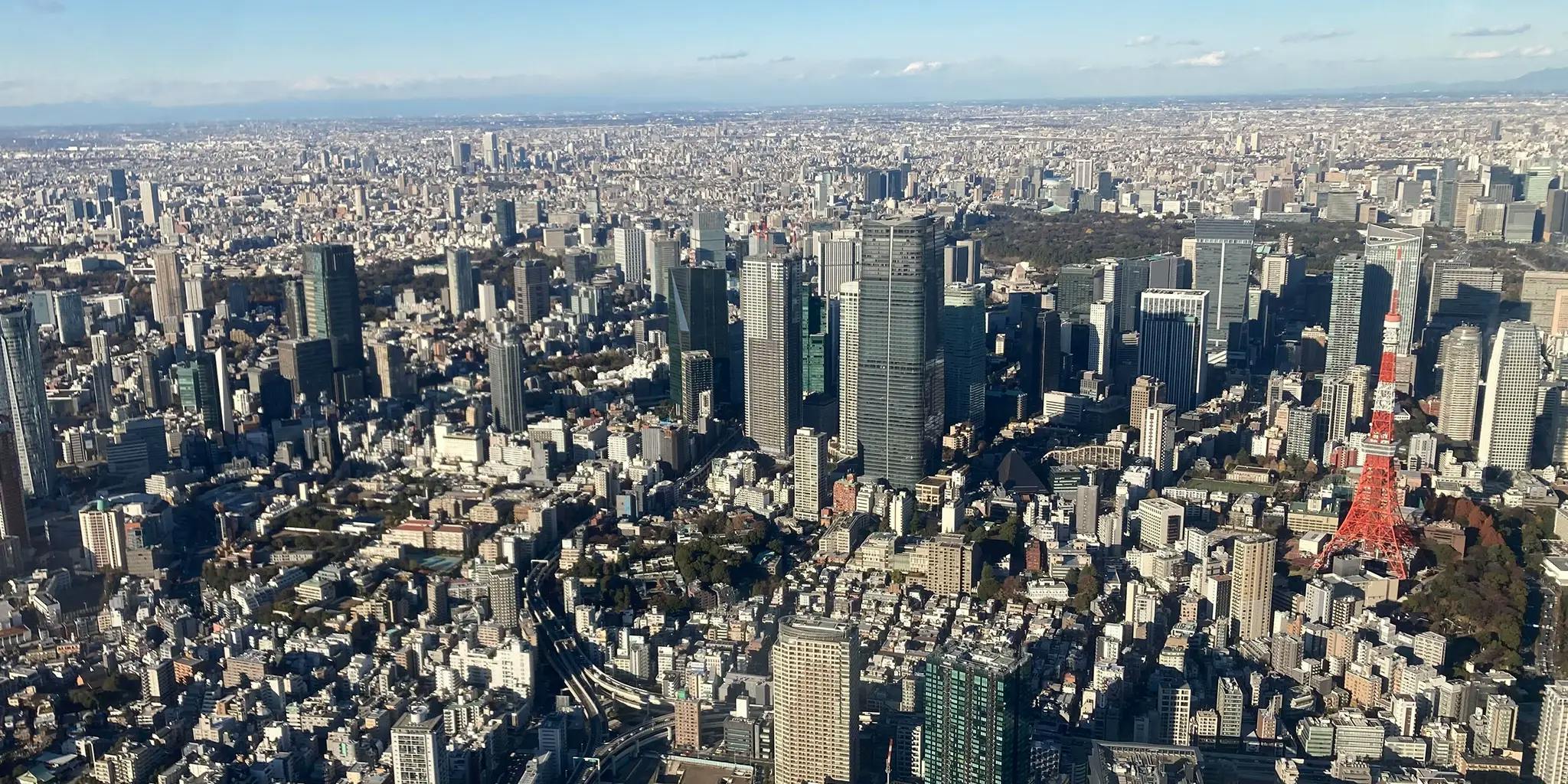 东京塔与芝公园的航拍景观