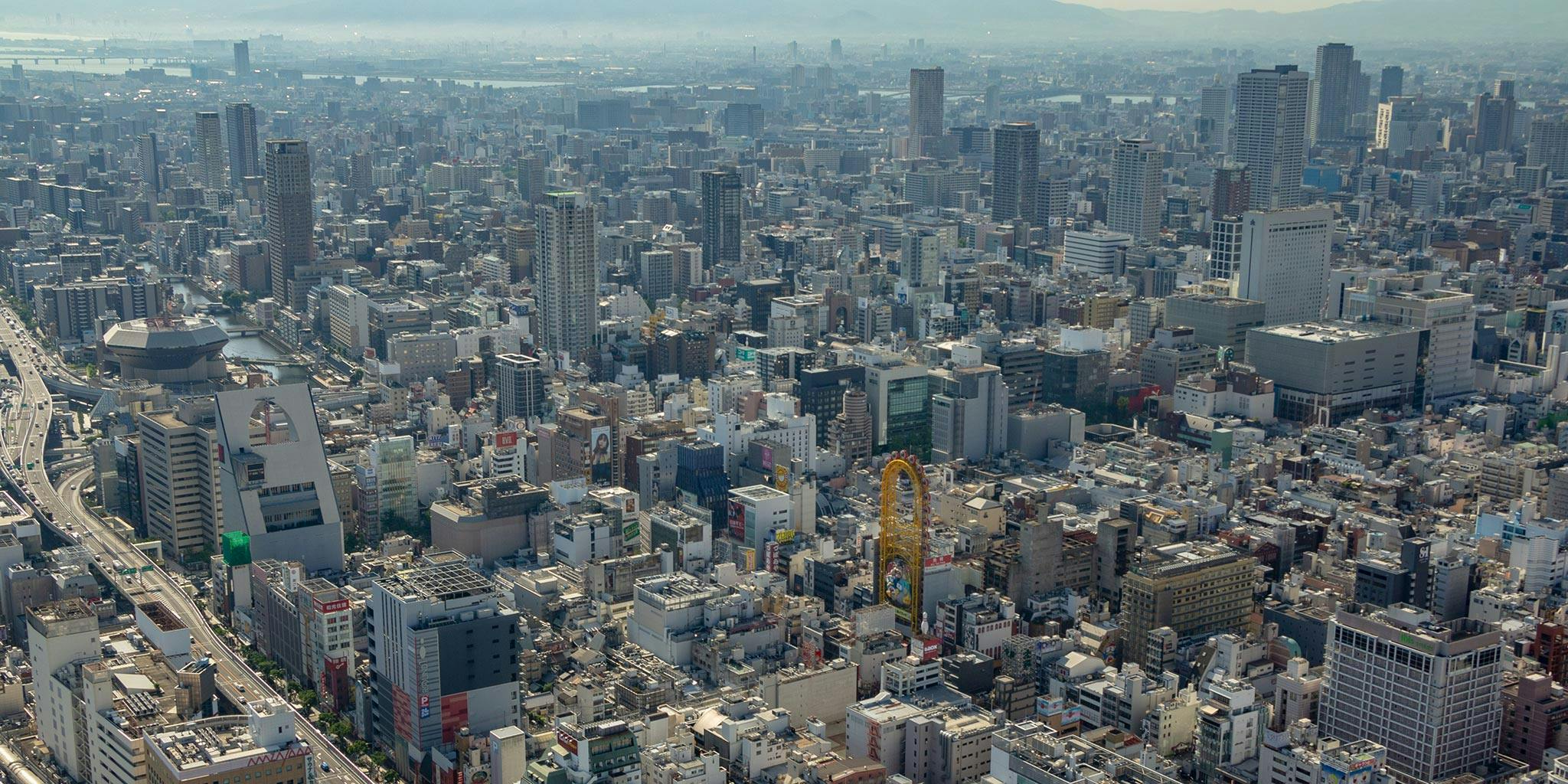 セスナで上空から見た難波