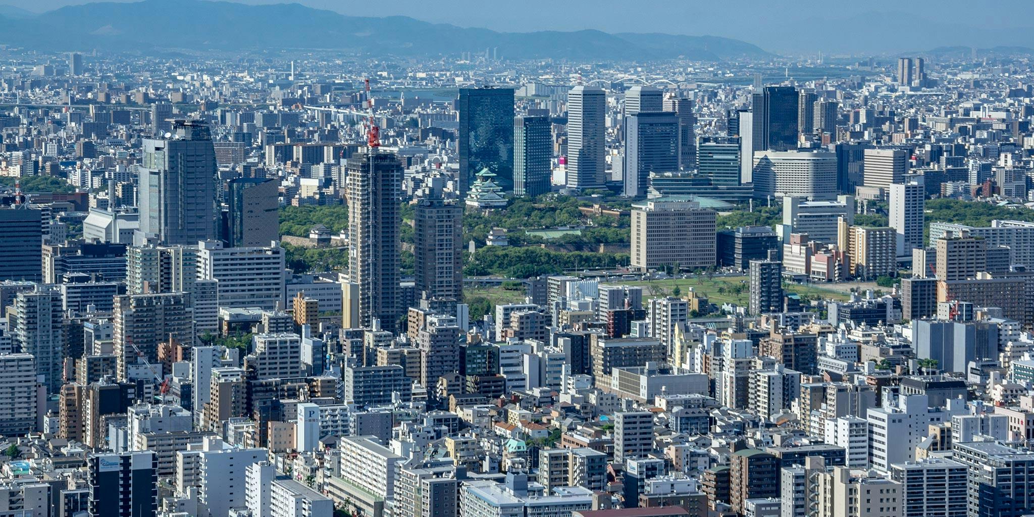 セスナで上空から見た大阪城