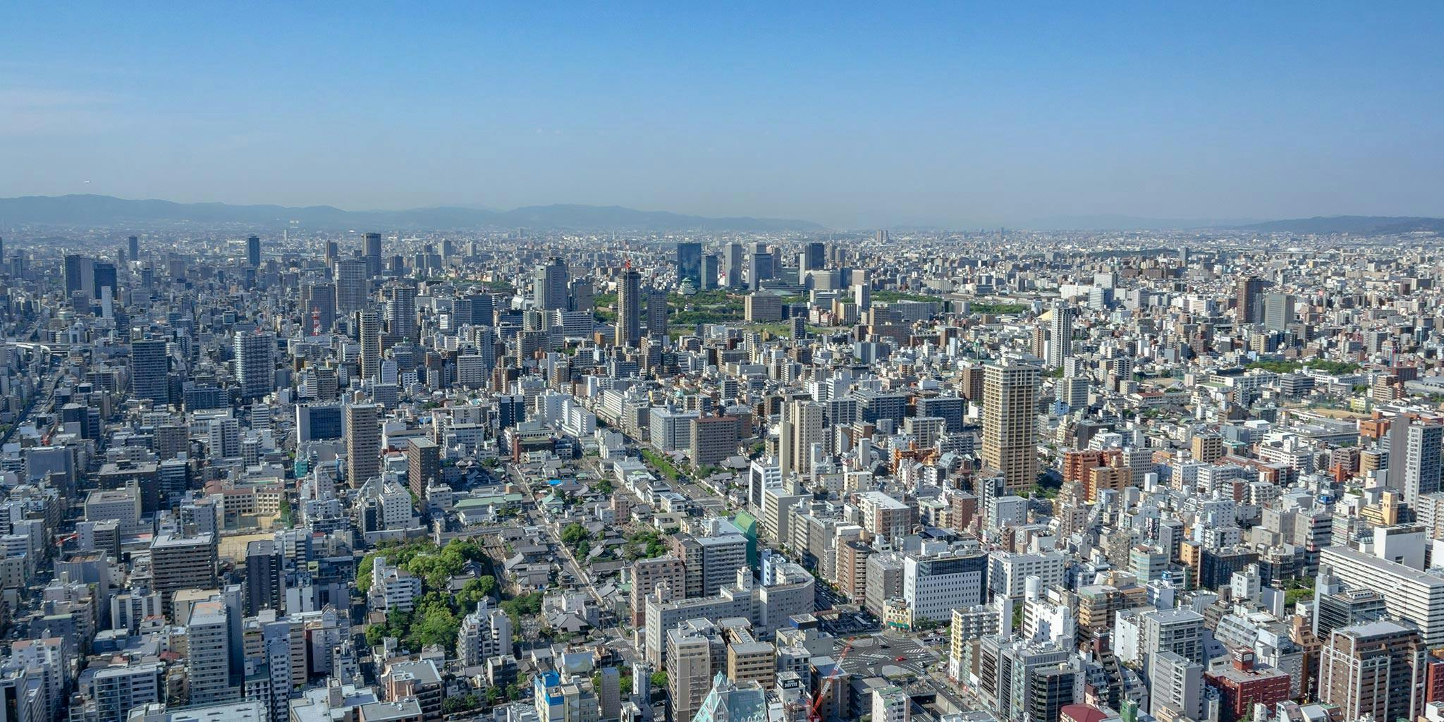 セスナで上空から見た大阪城