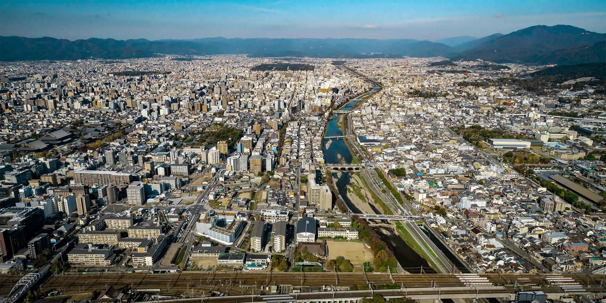 セスナで上空から見た鴨川