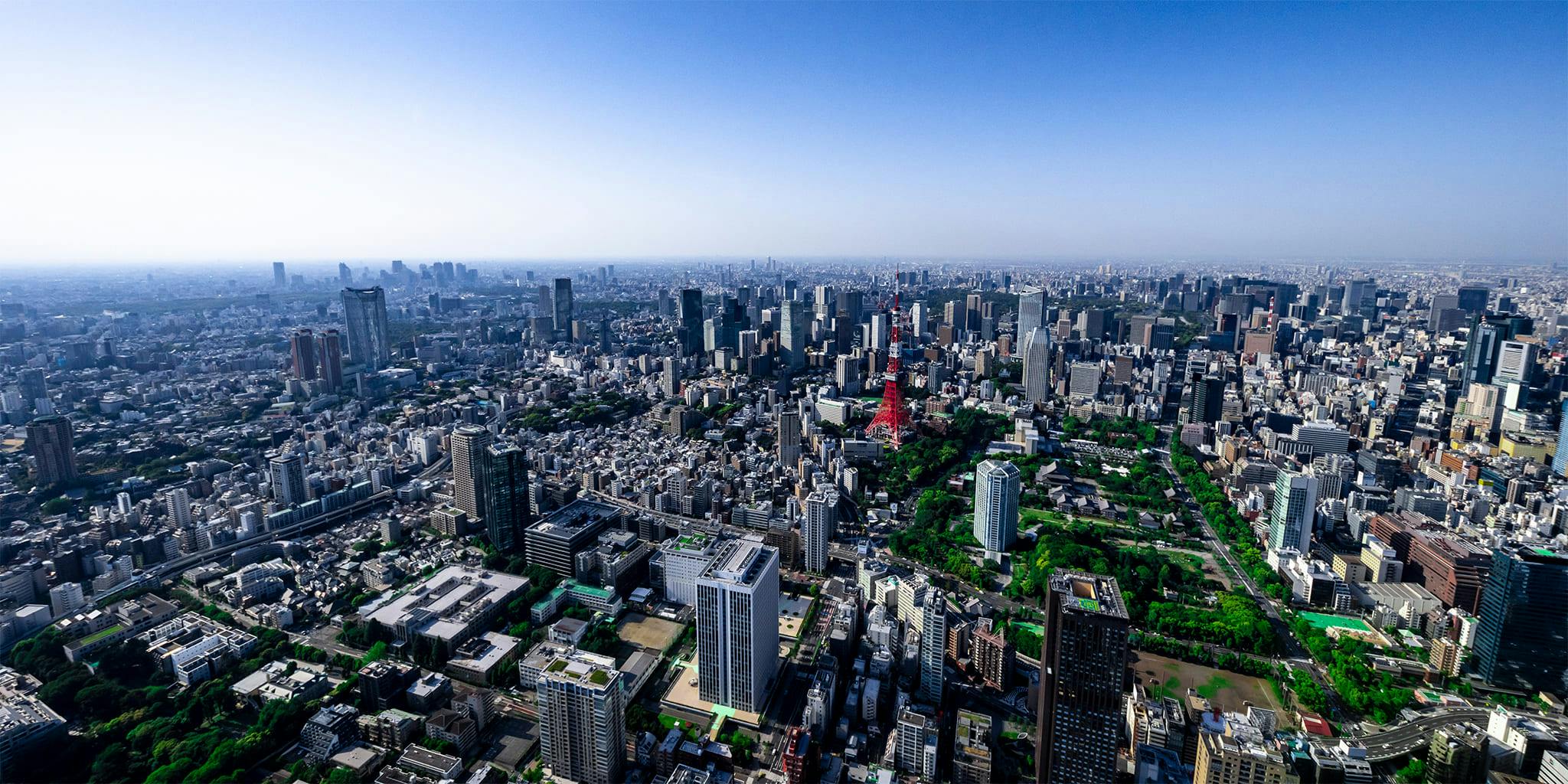 ヘリコプターで東京上空をフライトして見える芝公園