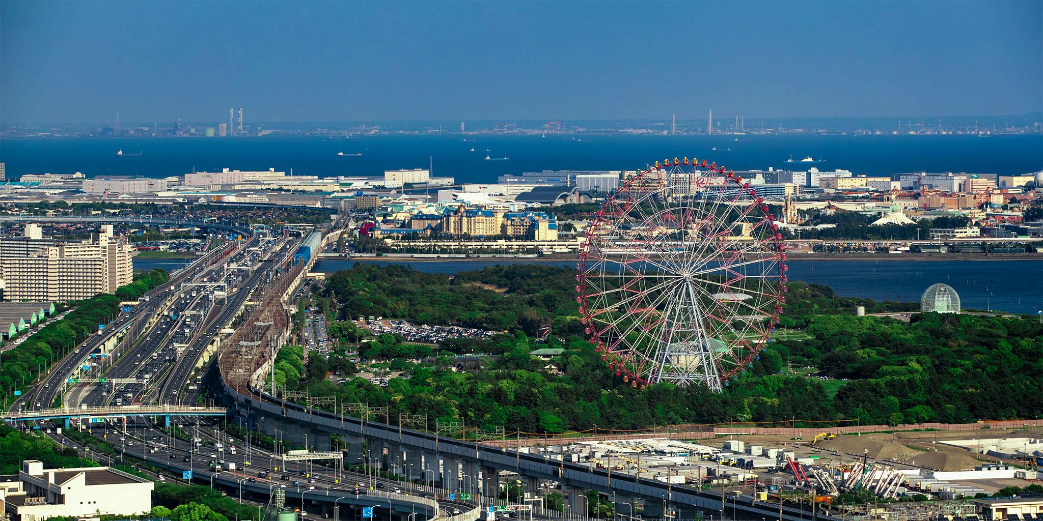 ヘリコプターで東京上空をフライトして見える葛西臨海公園