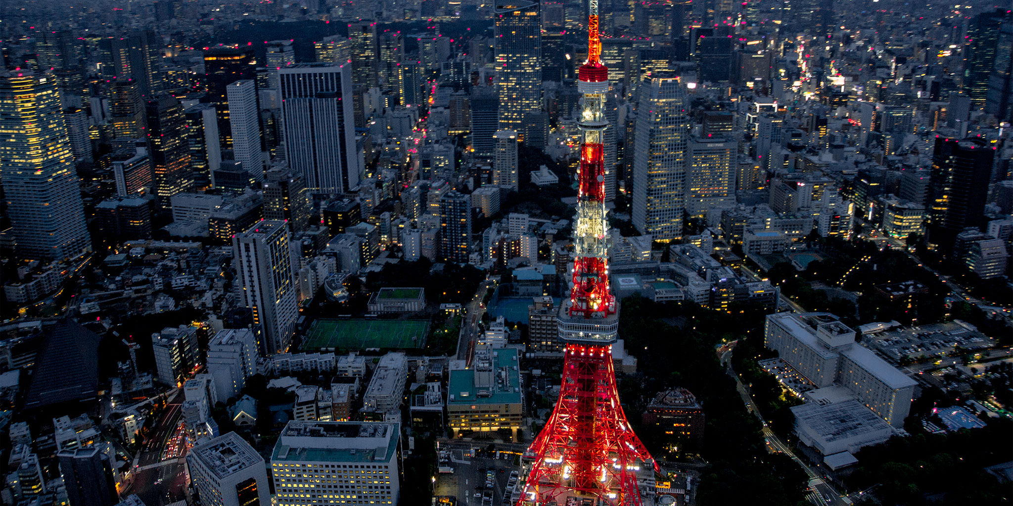 東京タワー上空からの夜景