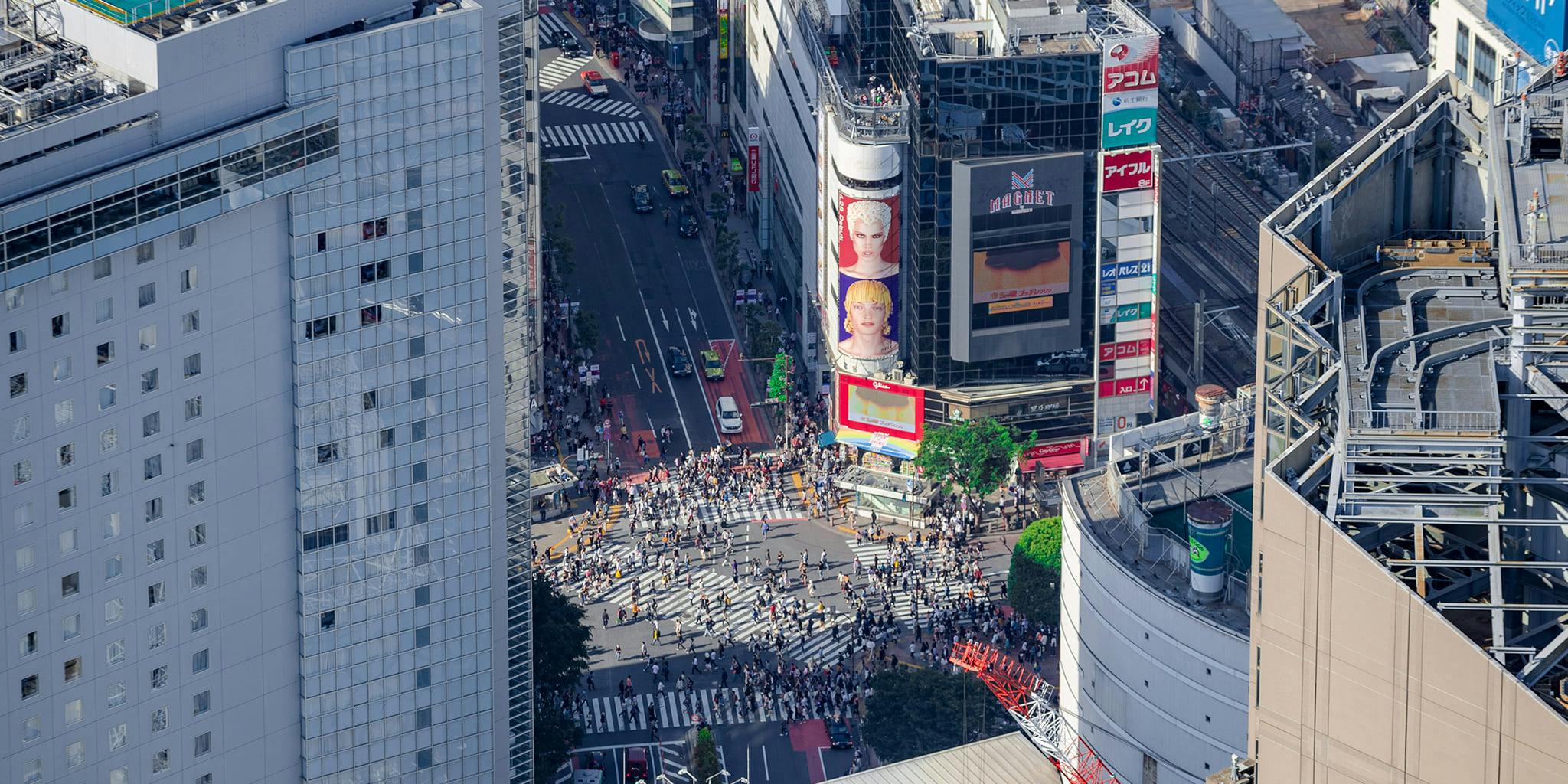 ヘリコプターで東京上空をフライトして見える渋谷